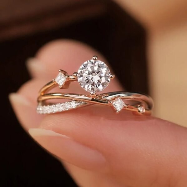 Simulated  Mossanite Diamond Open Ring For Women