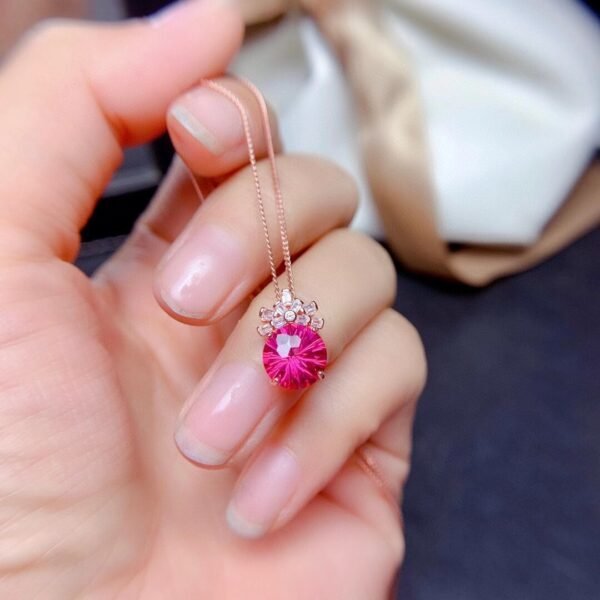 Elegant Red Zircon  Jewelry Set: Pendant Necklace and Ring - Perfect for Formal Events and Gift Giving - 图片 4
