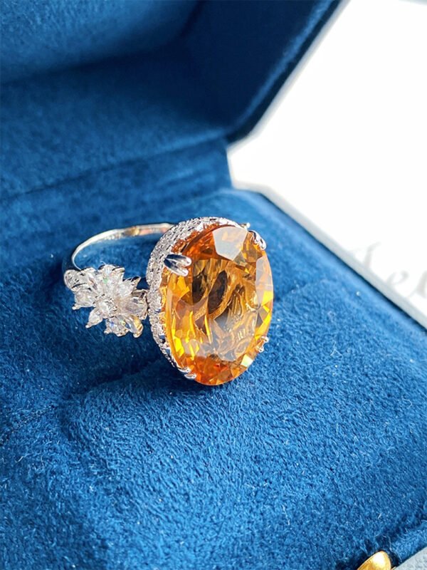 Explosive Simulation Yellow Crystal Full Zircon Open Ring For Women