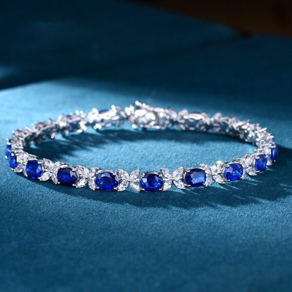 Simulated Royal Sapphire Charm Bracelet For Women